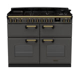 Rangemaster Classic Deluxe 110cm Dual Fuel Range Cooker (Slow Cook) - Slate & Brass | CLDLB110DFPSLT/AB1