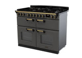 Rangemaster Classic Deluxe 110cm Dual Fuel Range Cooker (Slow Cook) - Slate & Brass | CLDLB110DFPSLT/AB1