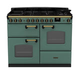 Rangemaster Classic Deluxe 110cm Dual Fuel Range Cooker - Mineral Green & Brass | CLDLO110DFPMGR/AB1