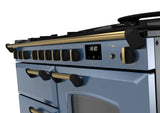 Rangemaster Classic Deluxe 110cm Dual Fuel Range Cooker - Stone Blue & Brass | CLDLO110DFPSTB/AB1