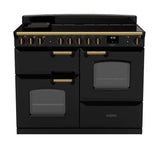 Rangemaster Classic Deluxe 110cm Induction Range Cooker - Glossy Black & Brass | CLDLO110EIPGBL/AB1