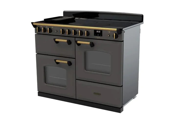 Rangemaster Classic Deluxe 110cm Induction Range Cooker - Slate & Brass | CLDLO110EIPSLT/AB1