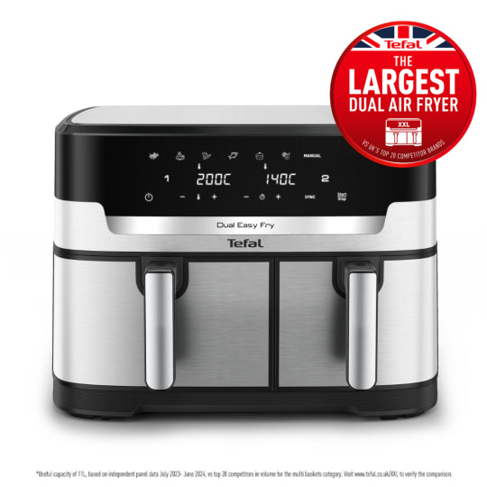 Easy Fry Dual XXL 11L Air Fryer - Stainless Steel | EY942DG1