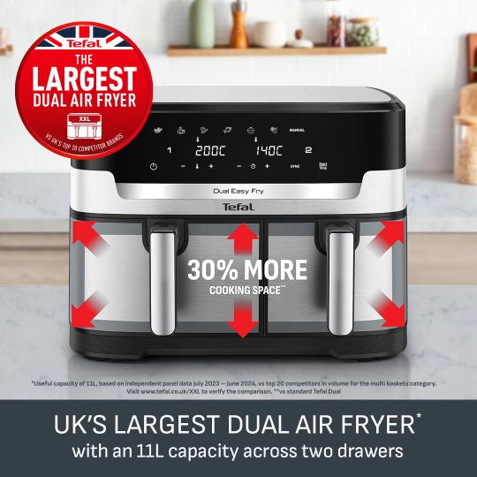 Easy Fry Dual XXL 11L Air Fryer - Stainless Steel | EY942DG1