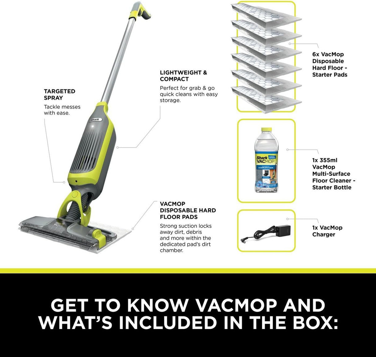 Shark VacMop Cordless 2-in-1 Vacuum Mop with Targeted Spray | VM200UK