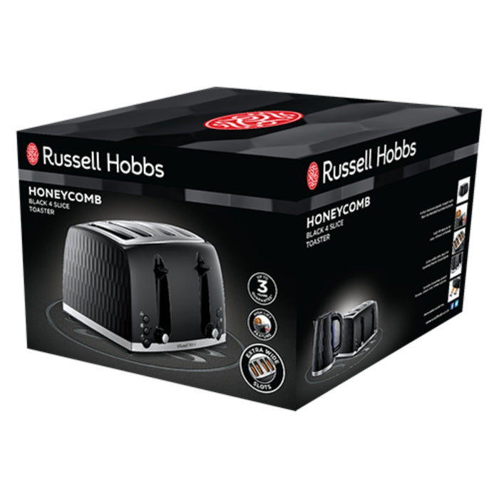 Russell Hobbs Honeycomb 4 Slice Toaster Black 26071