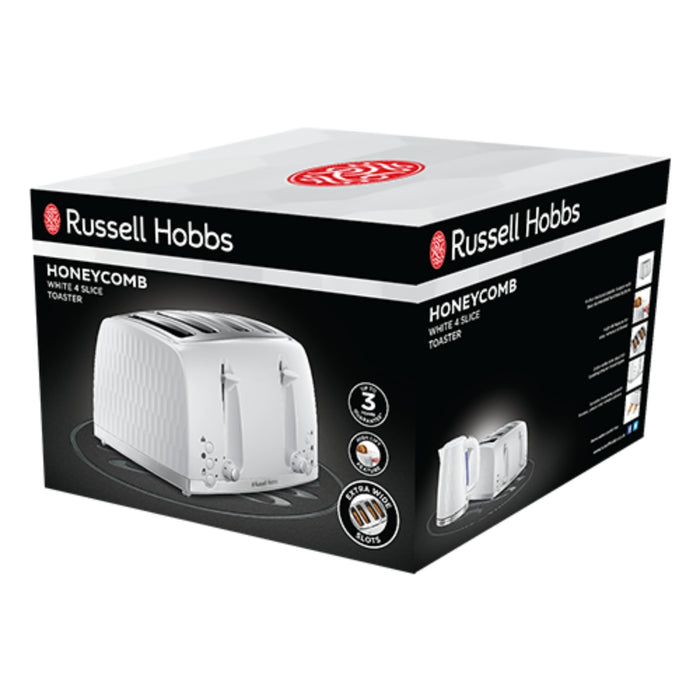 Russell Hobbs Honeycomb 4 Slice Toaster White 26070