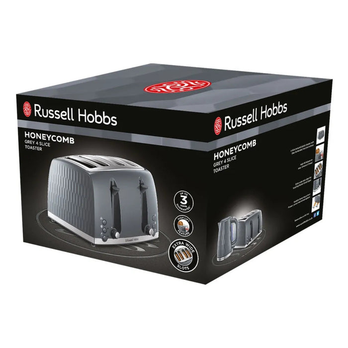 Russell Hobbs Honeycomb 4 Slice Toaster Grey 26073