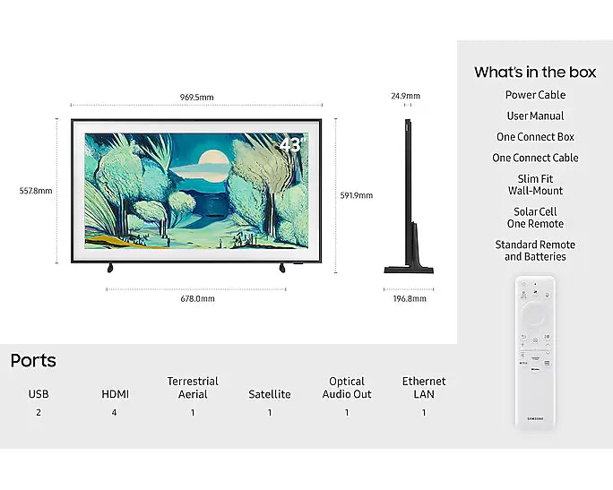 Samsung 43" LS03D QLED 4K Smart TV (2025) | QE43LS03FAUXXU
